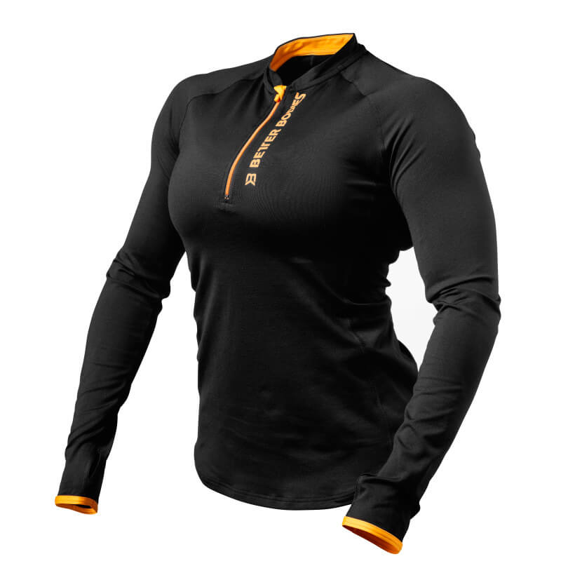 Kolla in Zipped Long Sleeve, black/orange, Better Bodies hos SportGymButiken.se
