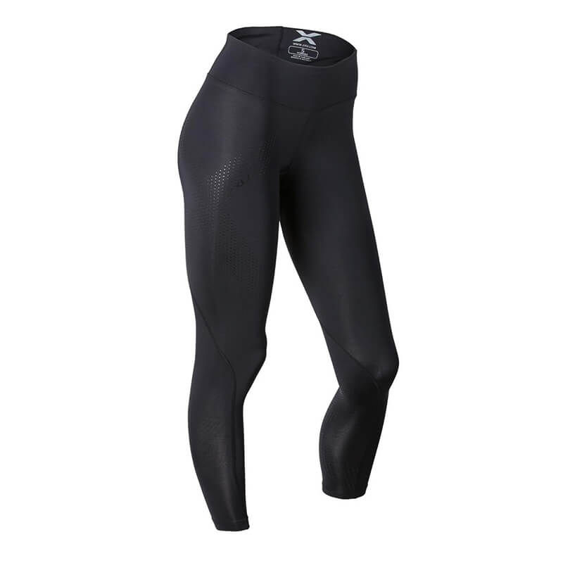 Kolla in Mid-Rise Compression Tights, black/dotted black logo, 2XU hos SportGymB