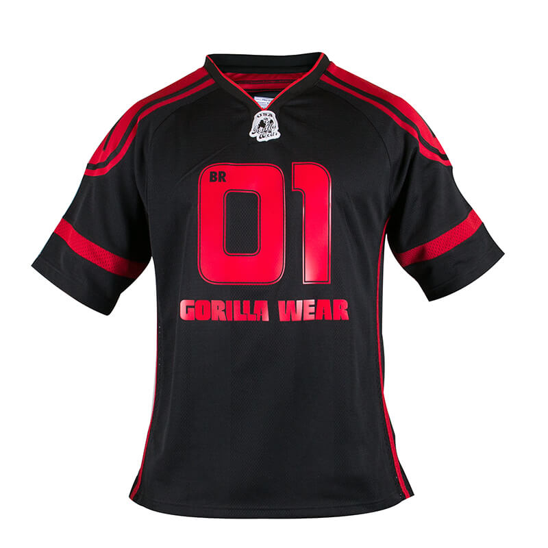 Kolla in GW Athlete Tee (Big Ramy), svart/röd, Gorilla Wear hos SportGymButiken.