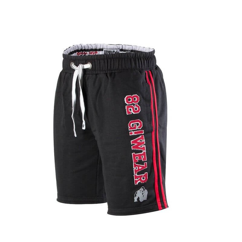 Kolla in 82 Sweat Shorts, svart/röd, Gorilla Wear hos SportGymButiken.se