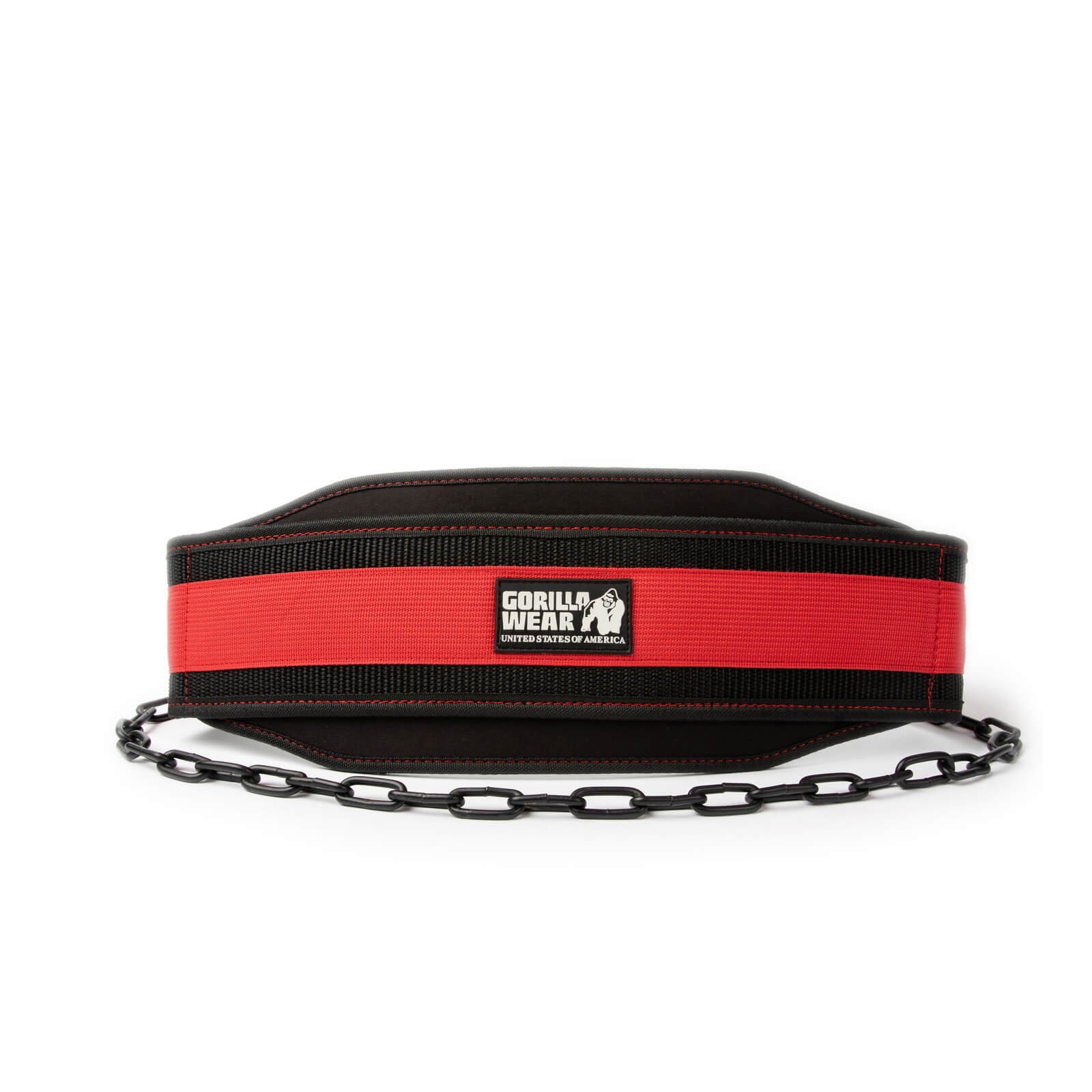 Kolla in GW Nylon Dip Belt, black/red, Gorilla Wear hos SportGymButiken.se