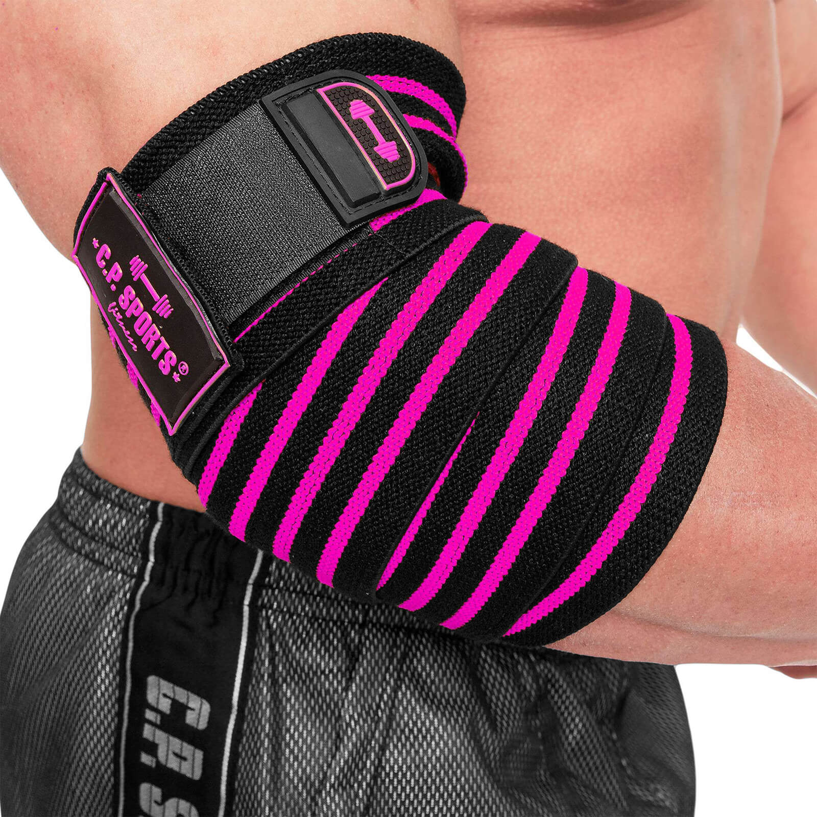 Elbow Wraps Pro, 1.3 cm, black/pink, C.P. Sports