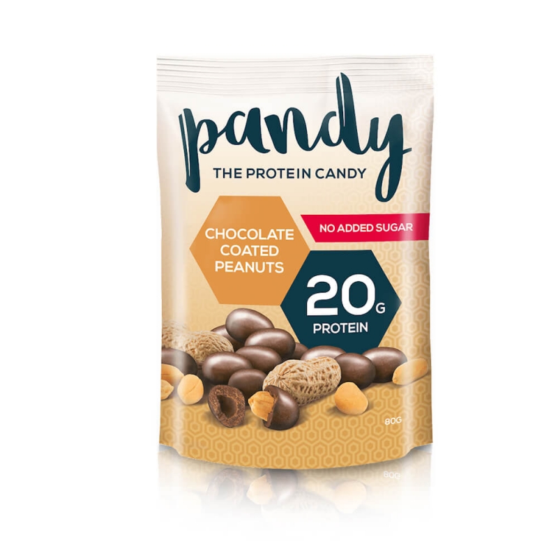 Kolla in Chocolate Coated Peanuts, 80 g, Pandy Protein hos SportGymButiken.se